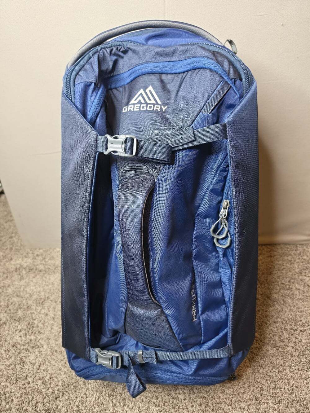 Gregory Praxus 65 65L Hiking Backpack Nylon Blue Gray Hip Belt Adjustable